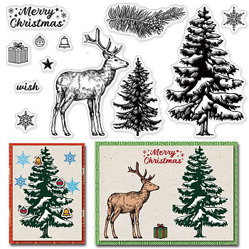 PVC Plastic Stamps, for DIY Scrapbooking, Photo Album Decorative, Cards Making, Stamp Sheets, Reindeer Pattern, 16x11x0.3cm