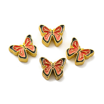 Alloy Enamel Beads, Lead Free & Cadmium Free, Butterfly, Matte Gold Color, 10x12.3x3.8mm, Hole: 1.8mm