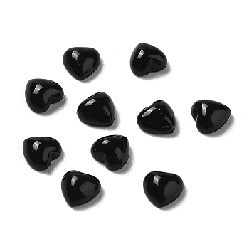 Natural Black Onyx Cabochons, Heart, Dyed & Heated, 5x5x2.5mm