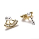 Brass Micro Pave Clear Cubic Zirconia Front Back Stud Earrings(EJEW-H123-04G)-2