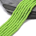 Flat Round Handmade Polymer Clay Beads, Disc Heishi Beads for Hawaiian Earring Bracelet Necklace Jewelry Making, Lawn Green, 6x1mm, Hole: 2mm, about 380~400pcs/strand, 17.7 inch(X-CLAY-R067-6.0mm-50)