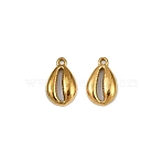 Ocean Theme 304 Stainless Steel Pendants, Ion Plating(IP), Shell Shape, 10.5x6.5x2mm, Hole: 0.9mm(STAS-F317-01E-G)