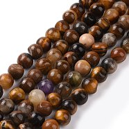 Natural Yellow Tiger Eye Beads Strands, Grade B, Round, 6mm, Hole:1mm(G-H238-6mm-1)