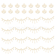 32Pcs 2 Style Brass Pendants, Eyelash/Eye Charms, Real 24K Gold Plated, 18x35x0.7mm and 10.5x12.5x0.8mm, Hole: 1.4mm, 16pcs/style(KK-HY0003-08)