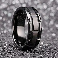 Stainless Steel Finger Rings for Unisex, Black, US Size 9(18.9mm)(WG511F1-07)