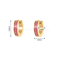 Stylish Stainless Steel Hoop Earrings for Daily Wear, Pink, Golden, 13.9x2.9x2.5mm(AC1894-4)