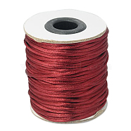 Nylon Cord, Satin Rattail Cord, for Beading Jewelry Making, Chinese Knotting, Dark Red, 2mm, about 50yards/roll(150 feet/roll)(NWIR-A003-05)