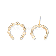 Brass Stud Earring Findings, with Horizontal Loop, Cadmium Free & Nickel Free & Lead Free, Ring, Real 18K Gold Plated, 18x18mm, Hole: 1mm, Pin: 0.7mm(KK-N232-485)