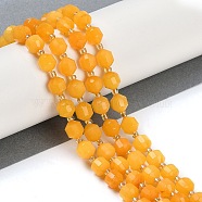 Natural Topaz Jade Beads Strands, Faceted, Bicone, Double Terminated Point Prism Beads, 8x7mm, Hole: 1.2mm, about 40pcs/strand, 15.16''(38.5cm)(G-O201B-114F)