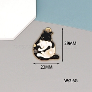 Alloy Enamel Pendants, Golden, Cat Charm, 29x23mm(PW-WG68434-08)