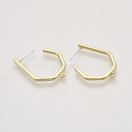 Alloy Stud Earring Findings, Half Hoop Earrings, with Loop, Light Gold, 24x30mm, Hole: 1.4mm, Pin: 0.6mm(PALLOY-S121-241)