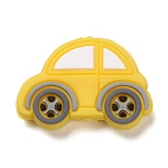 Silicone Beads, Car, Yellow, 21.5x32x8mm, Hole: 2.5mm(SIL-A002-06A)