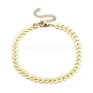 Brass Cobs Chain Bracelets, with 304 Stainless Steel Lobster Claw Clasps and Cardboard Boxes, Leaf, Golden, 8-1/4 inch(21cm)(BJEW-JB05409-01)