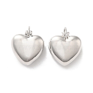 Brass Heart Hoop Earrings for Women, Platinum, 18x15x14.5mm, Pin: 0.8~1.1mm(EJEW-Q024-06P)