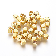 CCB Plastic Beads, Cube, Golden, 4x3.5x3.5mm, Hole: 2mm(CCB-G006-148G)