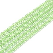 Transparent Glass Beads Strands, Faceted, Round, Pale Green, 3mm, Hole: 0.8mm, about 127~139pcs/strand, 14.09~14.53 inch(35.8~36.9cm)(GLAA-C019-01B-19)