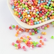 Eco-Friendly Poly Styrene Acrylic Beads, AB Color Plated, Round, Mixed Color, 4mm, Hole: 1mm, about 14000pcs/500g(M-PL650)