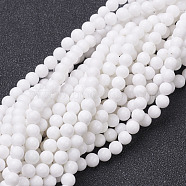 Natural Mashan Jade Round Beads Strands, Dyed & Heated, White, 4mm, Hole: 1mm, about 98pcs/strand, 15.7 inch(X-G-D263-4mm-XS01)