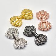 Brass Micro Pave Cubic Zirconia Fold Over Clasps, Mixed Color, 28x14x4.5mm, Hole: 1.5~4.5x1mm(KK-K180-06)
