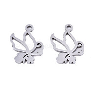201 Stainless Steel Charms, Laser Cut, Butterfly, Stainless Steel Color, 14.5x10x1mm, Hole: 1.4mm(STAS-T044-199P)