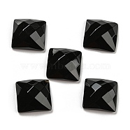 Natural Black Onyx Cabochons, Dyed & Heated, Faceted, Square, 15x15x5.5mm(G-P513-04A-01)