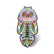 Owl Enamel Pin, Animal Alloy Badge for Backpack Clothes, Electrophoresis Black, Colorful, 32.5x16.5x1.5mm, Pin: 1.3mm(JEWB-H006-27EB)
