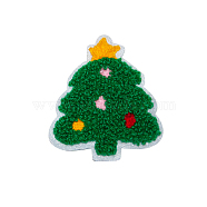 Christmas Theme Computerized Embroidery Cloth Iron on/Sew on Patches, Costume Accessories, Appliques, Christmas Tree, 63x56mm(XMAS-PW0001-094G)