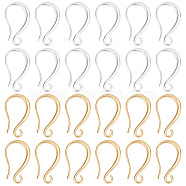 Elite 32Pcs 2 Colors Rack Plating Eco-friendly Brass Earring Hooks, with Horizontal Loop, Lead Free & Cadmium Free, Mixed Color, 19x2.5mm, Hole: 2mm, Pin: 0.5mm, 16pcs/color(KK-PH0009-33)