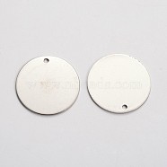 Stainless Steel Stamping Blank Tag Pendants, Flat Round, Stainless Steel Color, 30x1mm, Hole: 2mm(STAS-L166-05)