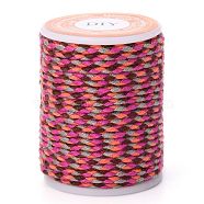 4-Ply Polycotton Cord Metallic Cord, Handmade Macrame Cotton Rope, for String Wall Hangings Plant Hanger, DIY Craft String Knitting, Deep Pink, 1.5mm, about 4.3 yards(4m)/roll(OCOR-Z003-D50)