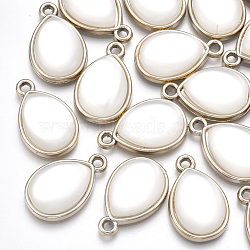 UV Plating Acrylic Pendants, with Acrylic Imitation Pearl, teardrop, Light Gold, 25x16x6mm, Hole: 2mm(X-OACR-T005-68KC)