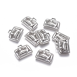 Tibetan Style Alloy Pendants, Cadmium Free & Nickel Free & Lead Free, Suitcase, Antique Silver, 14x17x2mm(TIBEP-A23163-AS-FF)