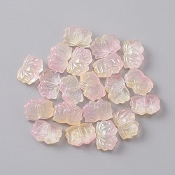 20Pcs Two Tone Glass Beads, Lotus, Pink, 10x14x6mm, Hole: 1.2mm(GLAA-CJC0002-05B)