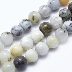 Natural White African Opal Beads Strands, Round, 8~8.5mm, Hole: 1mm, about 45pcs/strand, 15 inch(38.1cm)(G-E472-02-8mm)