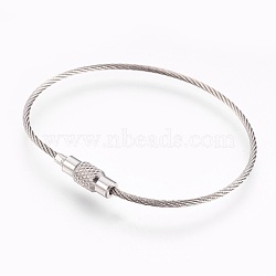 Tarnish Resistant 304 Stainless Steel Wrap Bracelets Making, Two Loops, with Clasps, Stainless Steel Color, 6-1/8 inch(15.5cm), 1.5mm(BJEW-I267-004A)