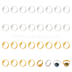 32Pcs 2 Colors Adjustable Brass Finger Rings Components, Pad Ring Base Settings, Flat Round, Golden & Silver, Inner Diameter: 18~20mm, Tray: 10mm, 16Pcs/color(KK-CA0002-37)