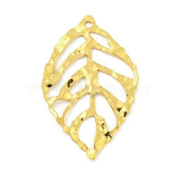 Ion Plating(IP) 304 Stainless Steel Pendants, Leaf Charm, Real 18K Gold Plated, 49.5x31x2mm, Hole: 2mm(STAS-M001-05G)