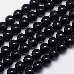 Natural Black Tourmaline Round Bead Strands, Grade AB+, 10mm, Hole: 1mm, about 40pcs/strand, 15.5 inch(G-I160-01-10mm)