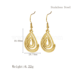 Stylish Stainless Steel Spiral Pendant Dangle Earrings for Daily Wear, Multiple Options, Golden, Teardrop, 18.69x28.74mm(NP0587-3)