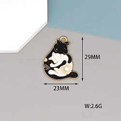 Alloy Enamel Pendants, Golden, Cat Charm, 29x23mm(PW-WG68434-08)