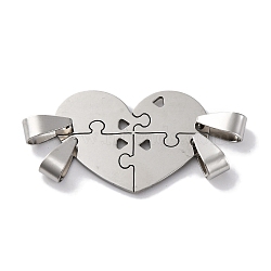 201 Stainless Steel Connector Charms, Heart, Stainless Steel Color, 22x30x1mm, Hole: 7x4mm(STAS-Q342-37P)