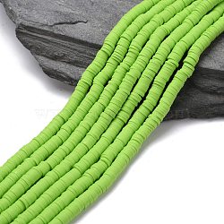 Flat Round Handmade Polymer Clay Beads, Disc Heishi Beads for Hawaiian Earring Bracelet Necklace Jewelry Making, Lawn Green, 6x1mm, Hole: 2mm, about 380~400pcs/strand, 17.7 inch(X-CLAY-R067-6.0mm-50)