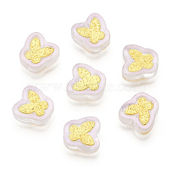 Electroplate Transparent Handmade Lampwork Beads, with Golden Plated Brass Findings, Butterfly, Clear, 11x11x4mm, Hole: 1mm(LAMP-Q032-04E)