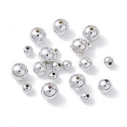 Silver Color Plated Acrylic Round Spacer Beads, Silver Color Plated, 4~10mm, Hole: 1.5~2mm(PACR-MSMC001-06)