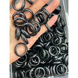 Natural Obsidian Finger Rings, Inner Diameter: 17~20mm(WG8089A-17)