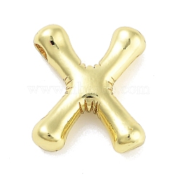 Rack Plating Brass Pendants, Long-Lasting Plated, Real 18K Gold Plated, Letter X, 20.5x17.5x5mm, hole: 2.5mm(KK-C055-01X-G)