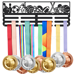 Fashion Iron Medal Hanger Holder Display Wall Rack, with Screws, Sports Themed Pattern, 150x400mm(ODIS-WH0021-329)