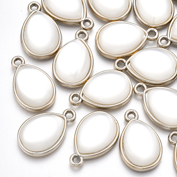 UV Plating Acrylic Pendants, with Acrylic Imitation Pearl, teardrop, Light Gold, 25x16x6mm, Hole: 2mm