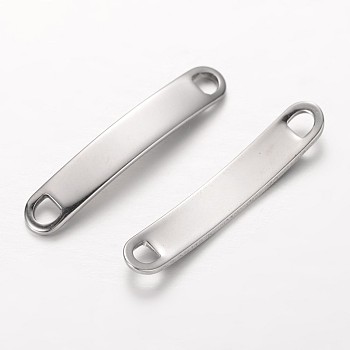 304 Stainless Steel Links connectors, Rectangle, Stainless Steel Color, 35x6x1.5mm, Hole: 3x3mm