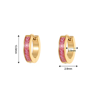 Stylish Stainless Steel Hoop Earrings for Daily Wear, Pink, Golden, 13.9x2.9x2.5mm